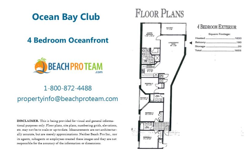 Ocean Bay Club Floor Plan - 4 Bedroom Oceanfront Exterior